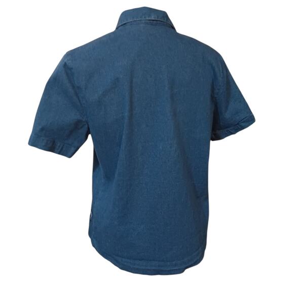 VINTAGE ALFRED DUNNER Stretch Denim Jean Top Shirt Blouse‎ 8 Floral Embroidery - Picture 9 of 9